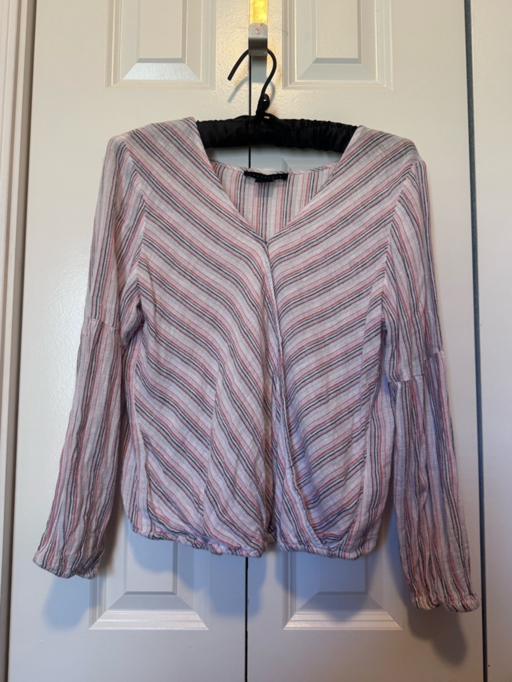 Sanctuary Striped Linen Wrap Top Small Cropped Boho Summer